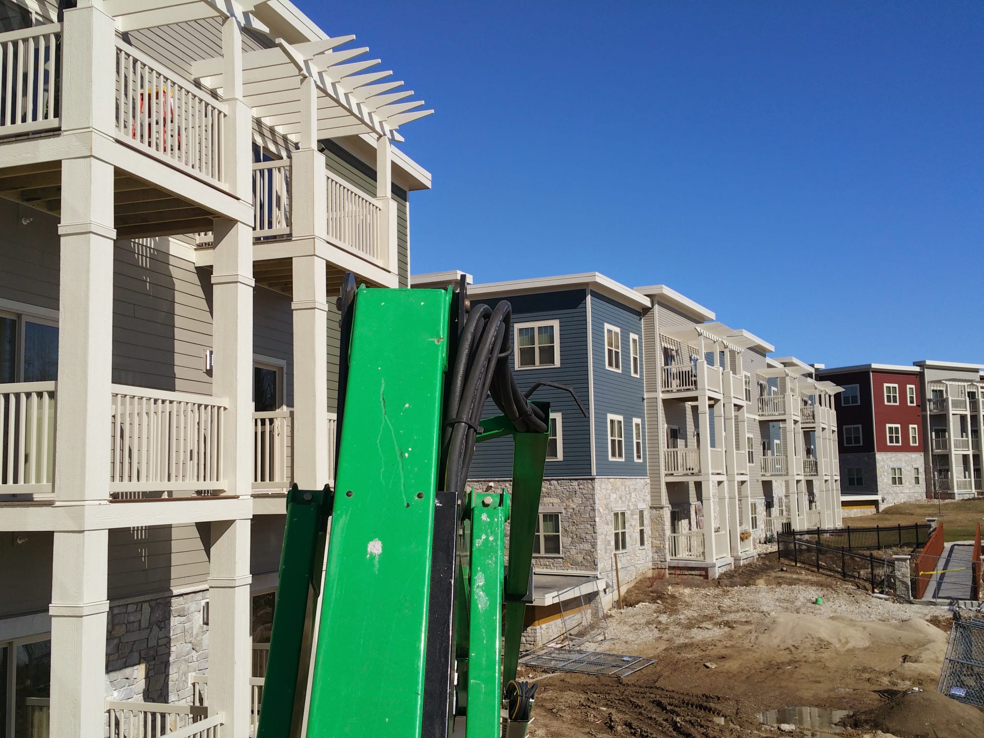 Apartment buildings with mixed exterior materials